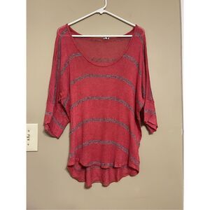 💕LAST CHANCE Splendid Oversized Elbow Sleeve Burnt Orange Grey Sweater Medium